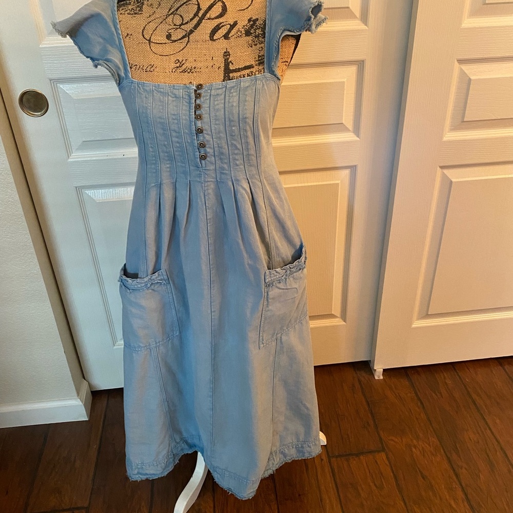 Pilcro Blue Denim Look Midi Dress Size S/M